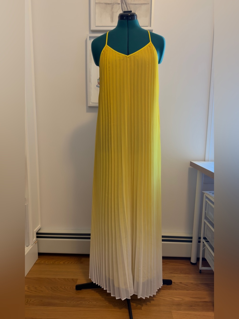 Bar III Yellow Pleated Maxi Dress